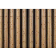 Fotobehang van houten panelen en latten, met een akoestisch wandpaneel ontwerp.