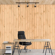Een fotobehang met bruine houten planken, geschikt voor een studeerkamer.