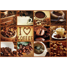Collage van koffiebonen, fotobehang met een warme en rustgevende uitstraling voor keukens en cafés.