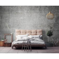 Een fotobehang met industrieel beton voor de slaapkamer.