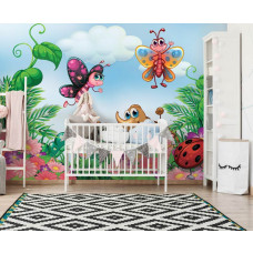 Een fotobehang met insecten voor kinderen in de babykamer en dieren.