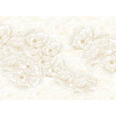 Een fotobehang met Japanse bloemen op een beige achtergrond, waarin delicate bloesems en verfijnde takken zorgen voor een serene en elegante uitstraling.