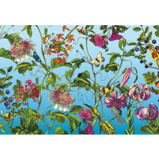 Jardin Franse tuin bloemen, weergegeven in een abstract kunstwerk, ideaal voor een klassieke uitstraling.