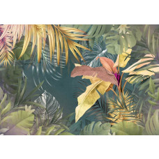 Jungle fotobehang met botanische planten en bladeren.