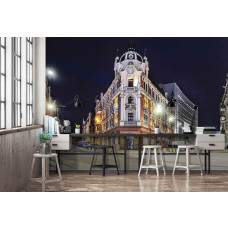 Een fotobehang met de stad Katowice, passend voor de woonkamer.