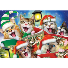 Grappige katten met kerstthema, fotobehang met een speelse en feestelijke uitstraling.