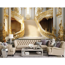 Een fotobehang van een keizerlijke trap in een paleis in een klassieke woonkamer.