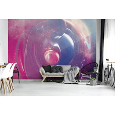 Een fotobehang van moderne kunst met 3D-ringen voor een dynamische uitstraling.
