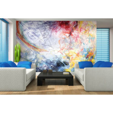 Een fotobehang van abstracte kleurrijke kunst met een moderne schildertechniek.