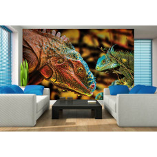 Een fotobehang van een komodovaraan in natuurlijke omgeving, perfect voor de woonkamer.