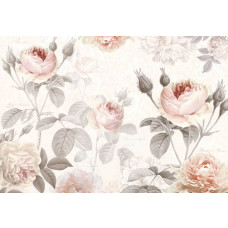 La Maison bloemen en rozen, kunstzinnig weergegeven in dit abstracte fotobehang voor een luxe en romantische sfeer.