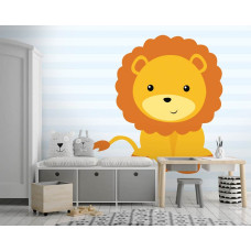Een fotobehang met een leeuw voor de babykamer, kinderkamer en speelkamer.