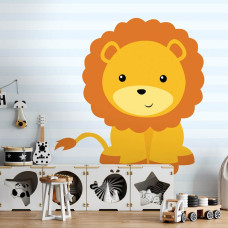 Een fotobehang met een leeuw voor de babykamer en speelkamer.