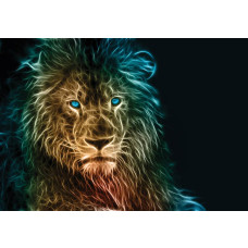 Fotobehang met een blauwe ogen van een leeuw, indrukwekkend dierenportret.