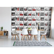 Een fotobehang van Londen, met een fotocollage van de Big Ben en Tower Bridge, ideaal voor de woonkamer.