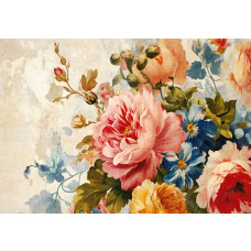Fotobehang van een luxe bloemencompositie met pioenrozen, in een elegante stijl.