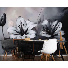 Fotobehang luxe lelies in kantoor met artistieke lelies en elegante sfeer.