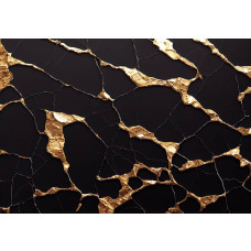 Luxe zwart en goud marmer fotobehang, met een elegante combinatie van donkere marmerpatronen en gouden accenten.