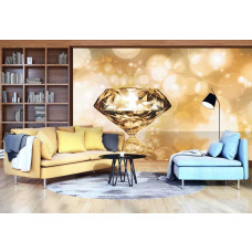Een fotobehang met luxe diamanten in goud en wit, dat een elegante en verfijnde uitstraling geeft.