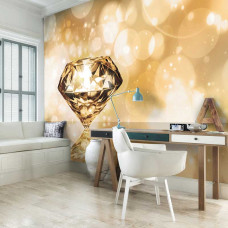 Een fotobehang met luxe diamanten in goud en wit, dat een elegante en verfijnde uitstraling geeft. Ideaal voor een kantoor om een chique sfeer te creėren.