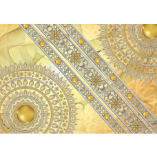 Halve gouden mandala, Indiaans patroon in een abstract fotobehang met verfijnde details.