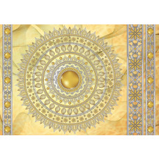 Gouden mandala patroon in Indiase stijl, perfect weergegeven in een elegant fotobehang.