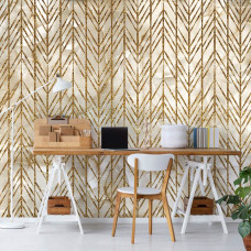 Een marmeren fotobehang met verfijnde gouden accenten, geschikt voor een kantoor.