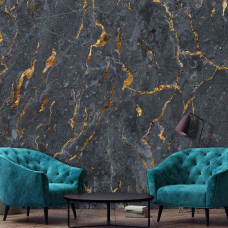 Een fotobehang van marmeren lava in abstracte kunststijl voor de woonkamer.