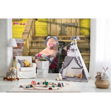 Een fotobehang van Masha and the Bear voor een kinderkamer met vliesbehang.