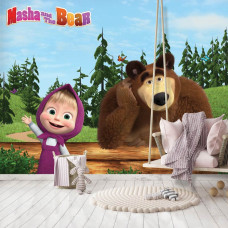 Een fotobehang van Masha en de Beer voor de kinderkamer.