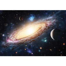 Fotobehang met een indrukwekkend uitzicht op de Melkweg vol sterren, nevels en kosmisch licht.