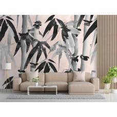 Fotobehang met abstracte textuur van een bamboebos in gekleurde tinten.