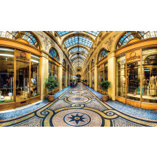 Milan City Shopping fotobehang met een luxe lounge in goud en een stedelijke uitstraling.