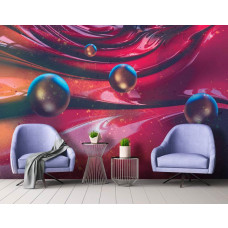 Een fotobehang van een kleurrijk modern schilderij geschikt voor slaapkamer, kantoor en woonkamer.