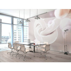 Een fotobehang met moderne kunst van 3D-ringen in de keuken.