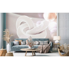 Een fotobehang van 3D-ringen als kunstwerk voor slaapkamer en woonkamer.