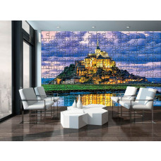 Een fotobehang van een abstracte weergave van Mont Saint-Michel, dat een culturele sfeer brengt.