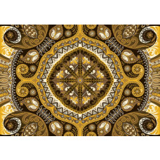 Goud en geel mozaïekpatroon, abstract fotobehang met geometrische vormen voor een moderne ruimte.