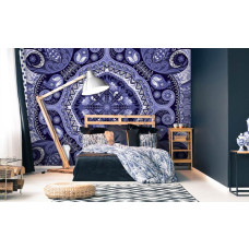 Een fotobehang met een paars abstract mozaļekpatroon in kunstzinnige stijl voor de slaapkamer.