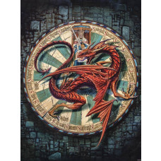 Fotobehang van de rode draak van de ronde tafel, fantasy thema.