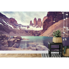 Een fotobehang met het unieke landschap van Torres del Paine, perfect voor een keuken.