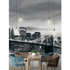 Een fotobehang van de iconische brug van New York in een urban stijl, voor een moderne en stoere uitstraling. Perfect voor de eetkamer om een levendige en moderne touch te creėren.