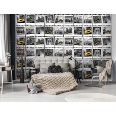 Een fotobehang van New York met het Vrijheidsbeeld en een gele taxi, perfect voor de slaapkamer.
