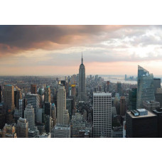 Skyline van New York met wolkenkrabbers en flatgebouwen, stedelijk weergegeven op een modern fotobehang.