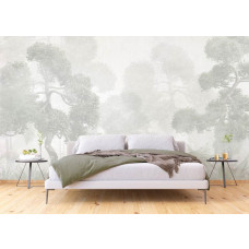 Fotobehang van een Oosterse tuin in een slaapkamer, zorgt voor een rustige en gebalanceerde sfeer met een exotische twist.