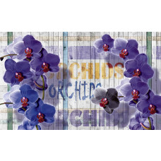 Fotobehang van orchideeën op een houten achtergrond, delicate bloemen in volle bloei.