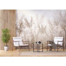 Een fotobehang met een pampasgras tuin in een bedrijfsruimte, ideaal voor een moderne en inspirerende werkomgeving met een natuurlijke uitstraling.