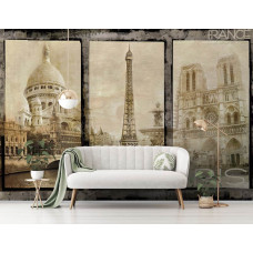 Een fotobehang van de Eiffeltoren in een Parijse setting met vintage kleuren in een knusse huiskamer.
