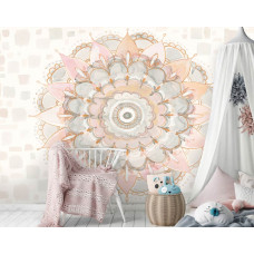Een fotobehang van pastel mandala schilderij kunst in de babykamer.