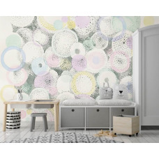 Een fotobehang van pastelkleurende cirkels in schildering met rondjes in kunst in de kinderkamer.